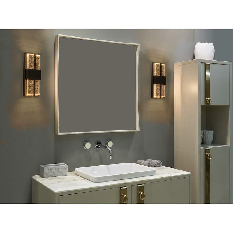 15" Modern Led Wall Sconce with Crystal Bulbble Glass