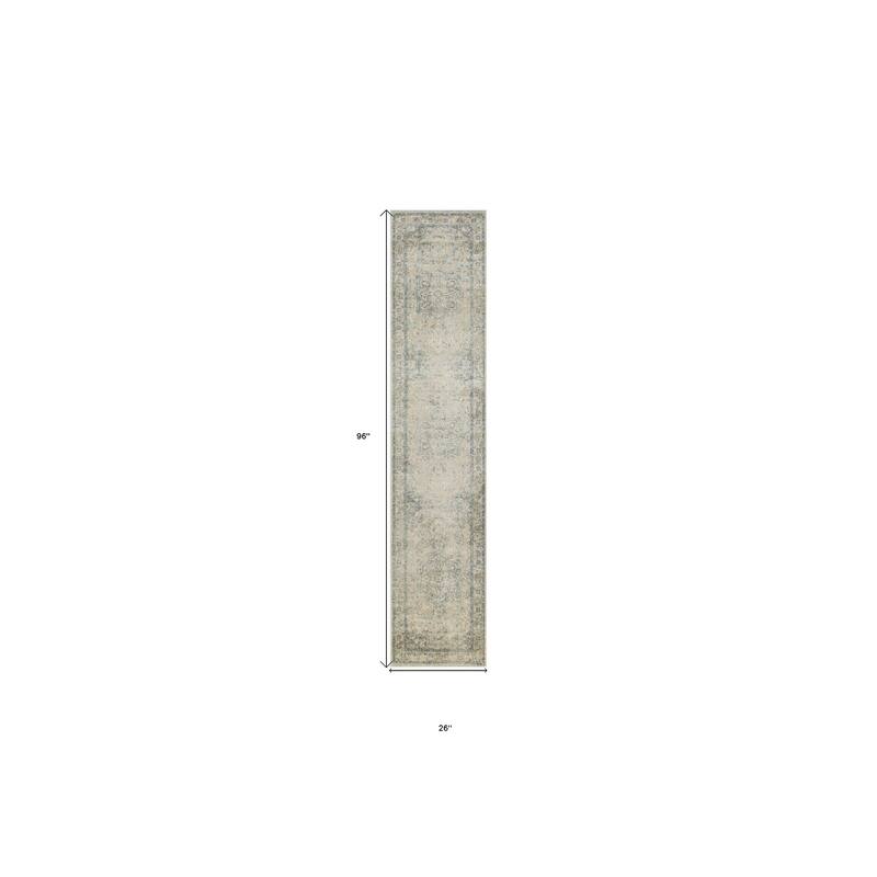 Mibo Power Loomed Distressed Floral Low Pile Area Rug By HomeRoots - 96' X '26' X '0.25