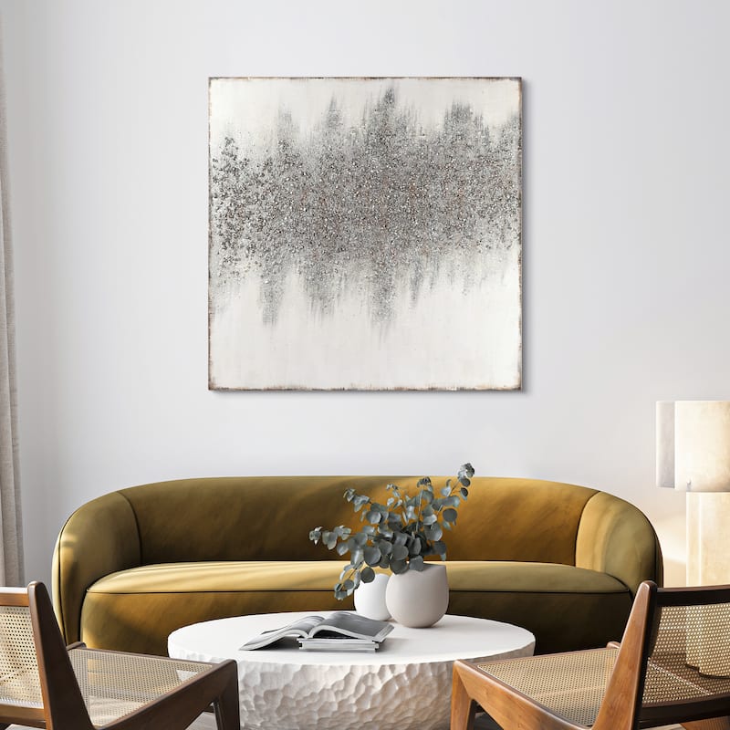 Silver Dust Abstract Textured Metallic Hand Painted Wall Art