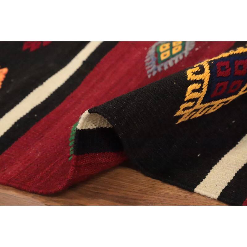 Hand Woven Oriental 100% Wool Carpet Southwestern Tribal Red Kilim Area Rug - 9' 2'' X 5' 9''