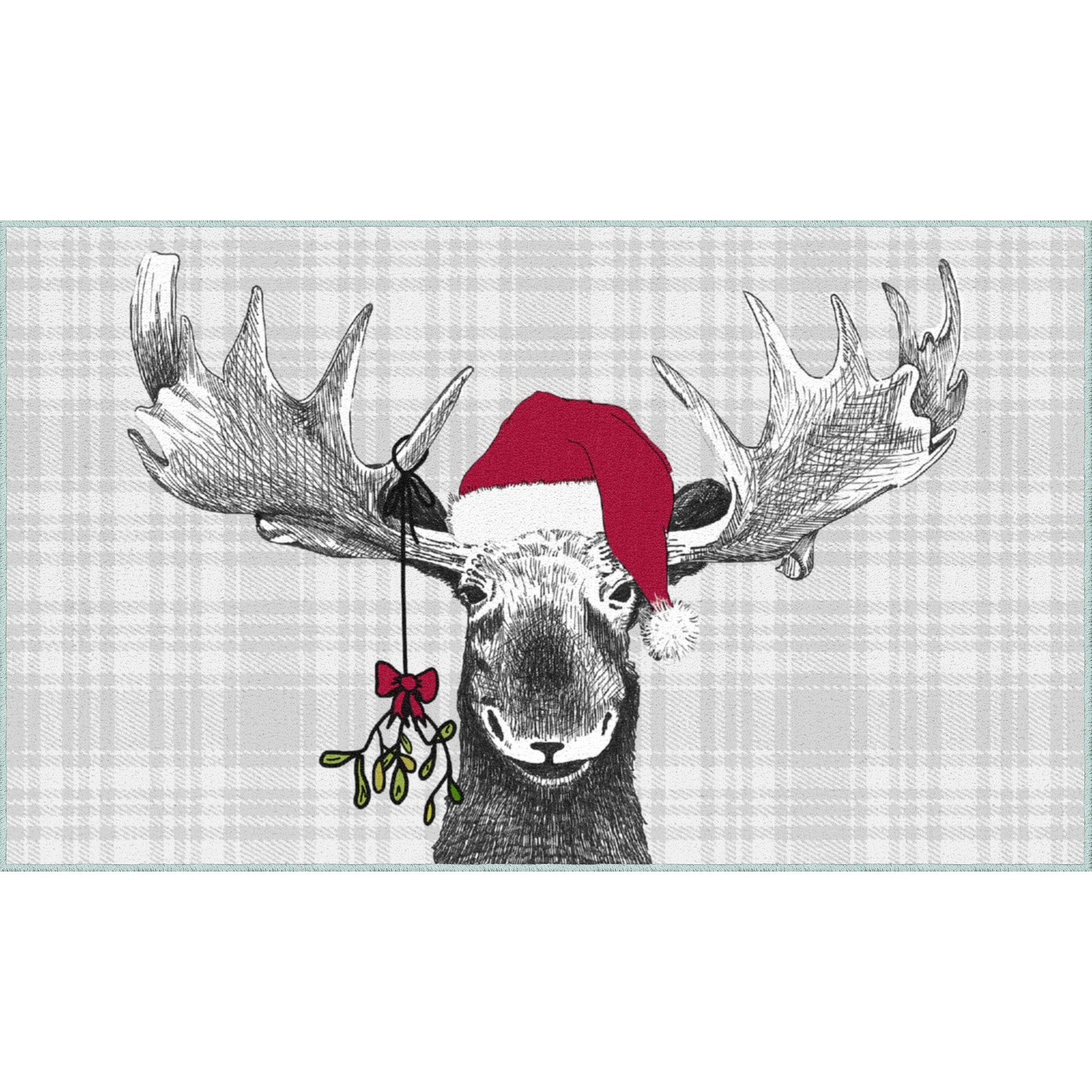 Christmas Reindeer Plaid Dish Drying Mats for Kitchen