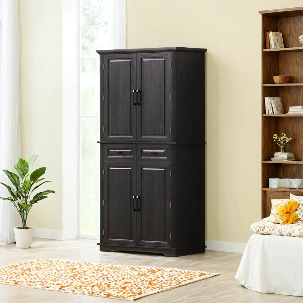 71" Tall Farmhouse Pantry Cabinet Freestanding Storage Cupboard