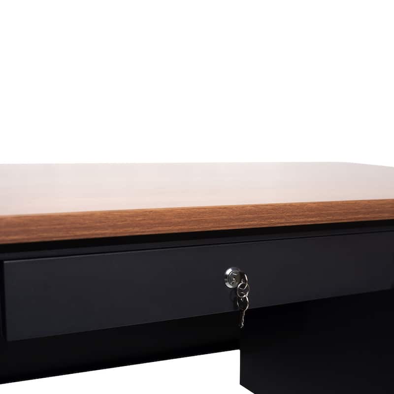 Commercial Double Pedestal Desk with 5 Locking Drawers