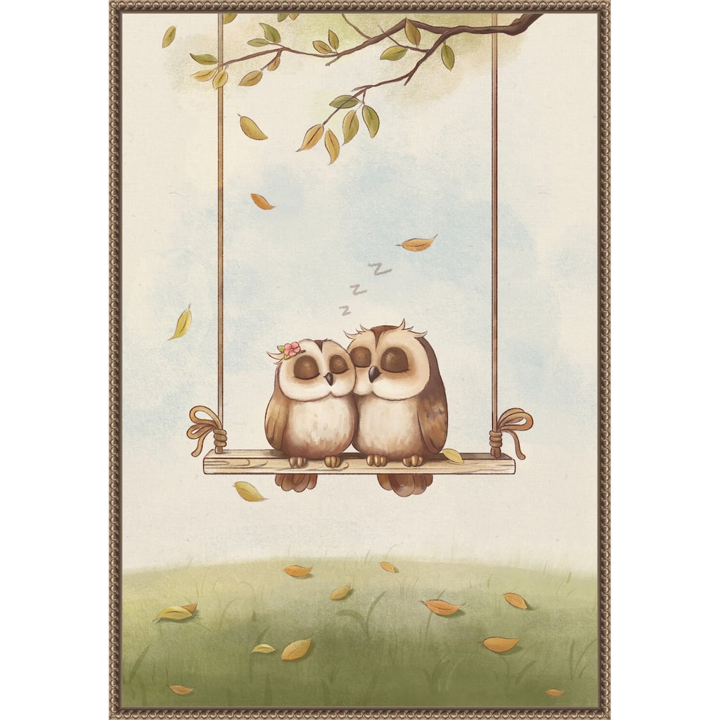 Owls In Love by Xuan Thai Framed Canvas Wall Art Print