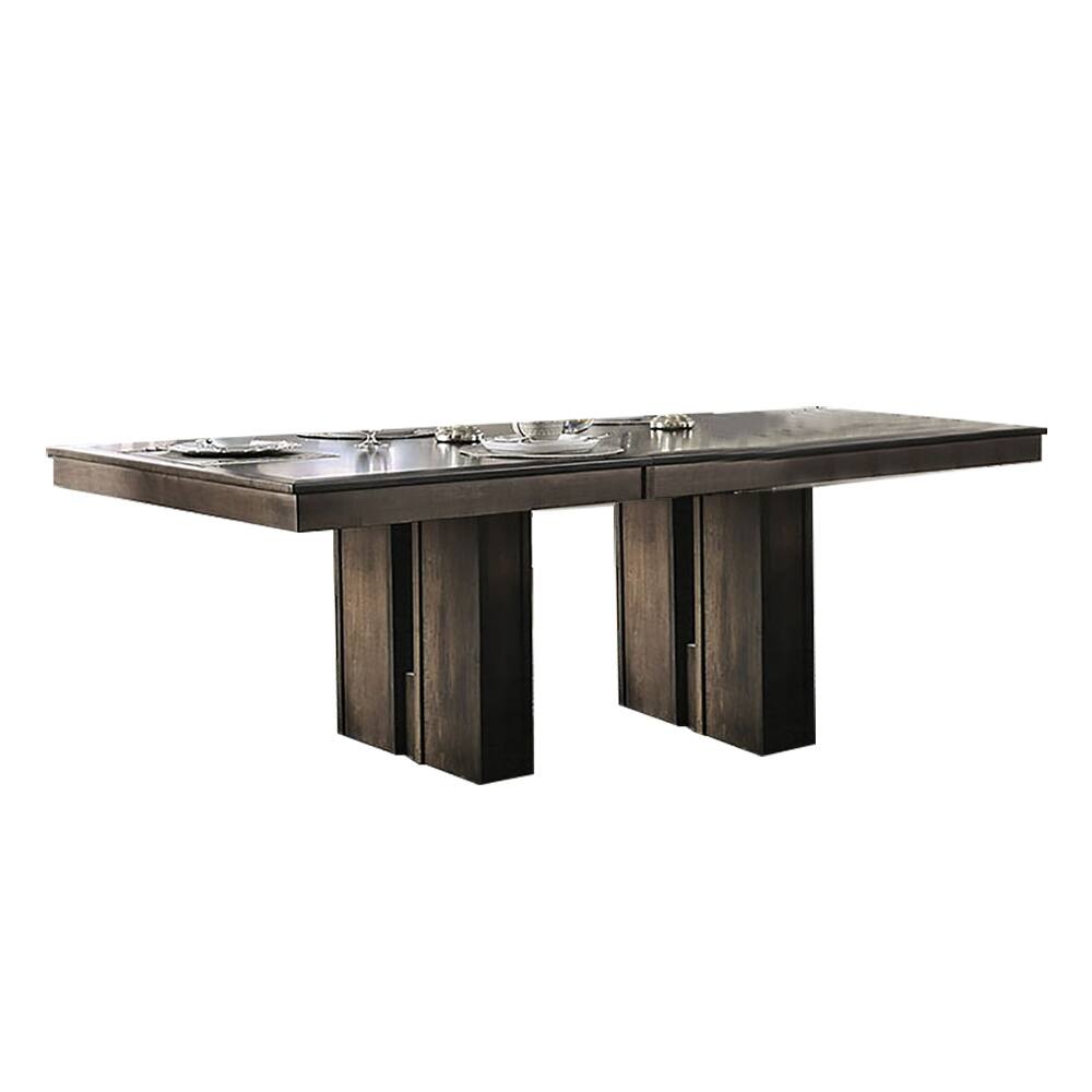 Wood Dining Table in Beige and Espresso Finish