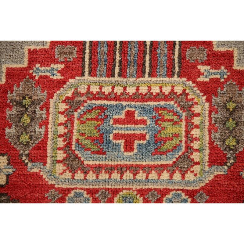 Kazak Oriental Accent Rug Hand-Knotted Grey Wool Carpet - 3'2"x 5'0"