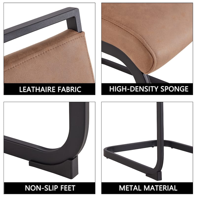 4 Pc Dining Chairs, PU Leather/ Fabric Padded Seat Living Room Chair