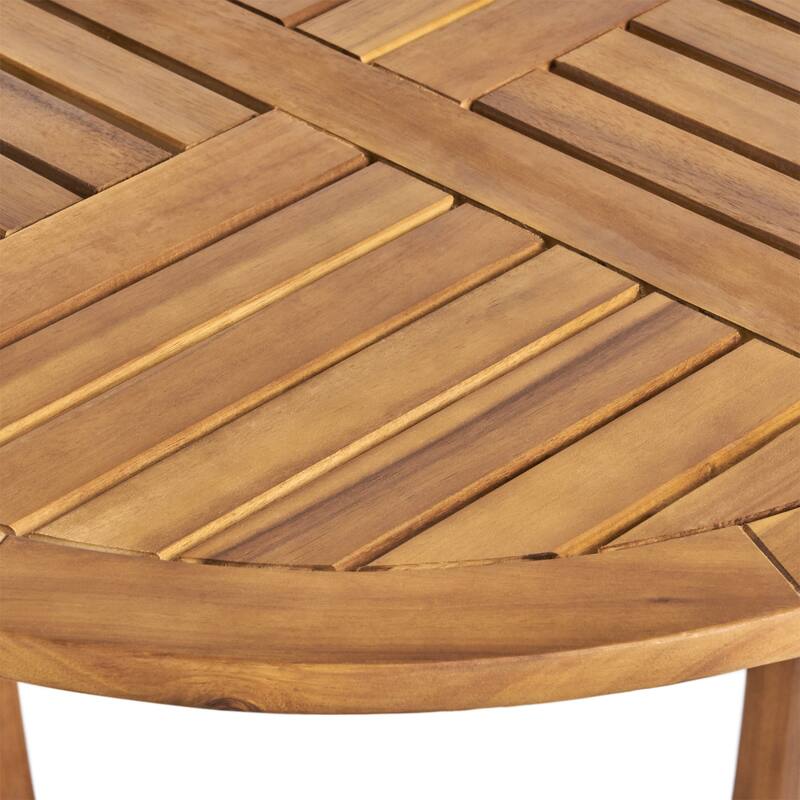 Christopher Knight Home - Nellie 3-Piece Outdoor Acacia Wood Dining Set with Wicker Woven Chairs & 27.5" Round Slat Table