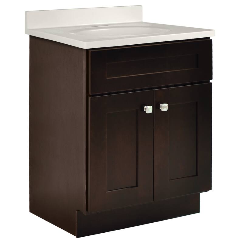 Brookings 25 Inch Assembled Bath Vanity with Ivory Swirl Top