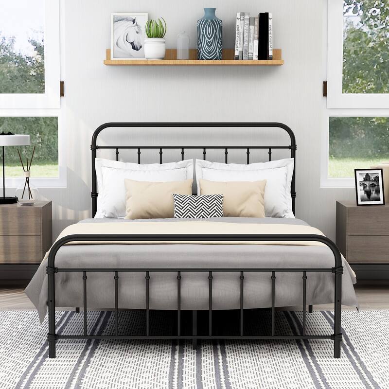 Alazyhome Classic Metal Platform Bed Frame - Black - Full