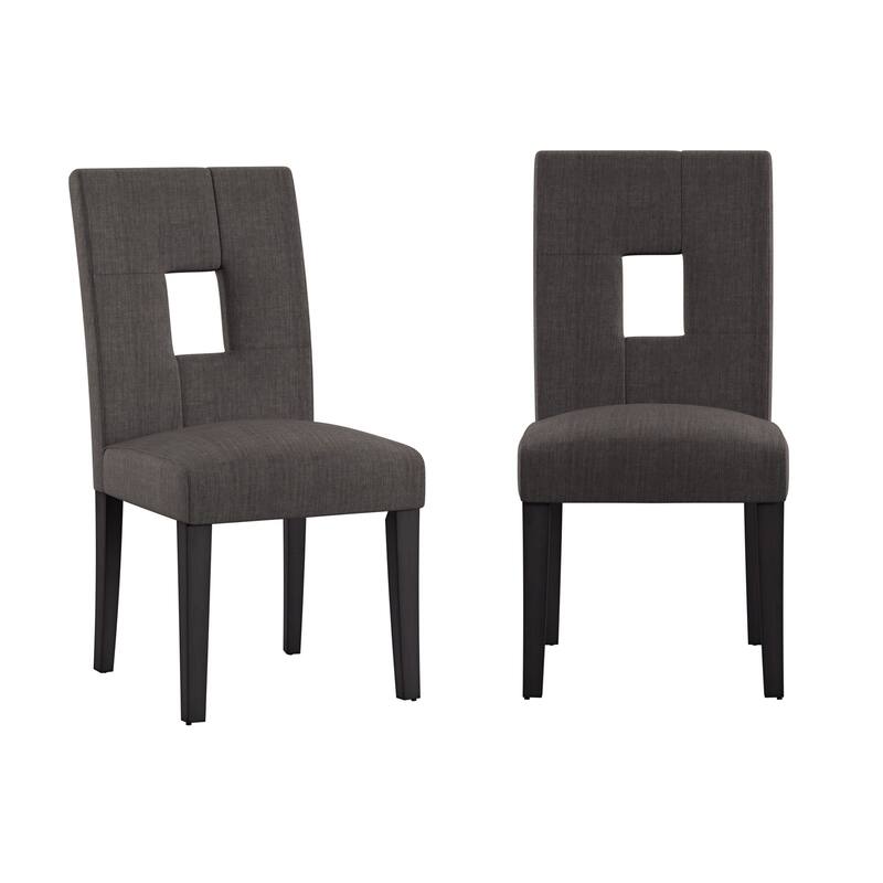 Brda Keyhole Back Dining Chairs (Set of 2) - Dining Chair - Dark Grey Linen