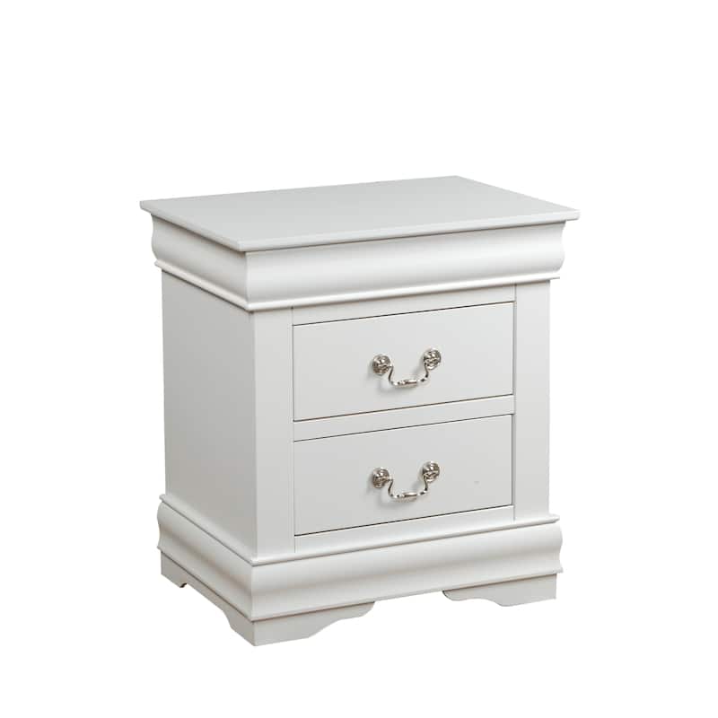 Modern White Nightstand with Two Spacious Drawers