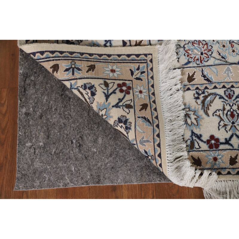 Handmade Wool & Silk Nain Persian Area Rug Oriental Carpet - 6'7"x 9'7"