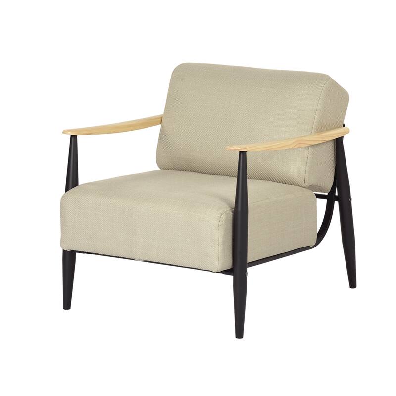 HOMYLIN Mid-Century Accent Chair with Linen Upholstery & Metal Frame
