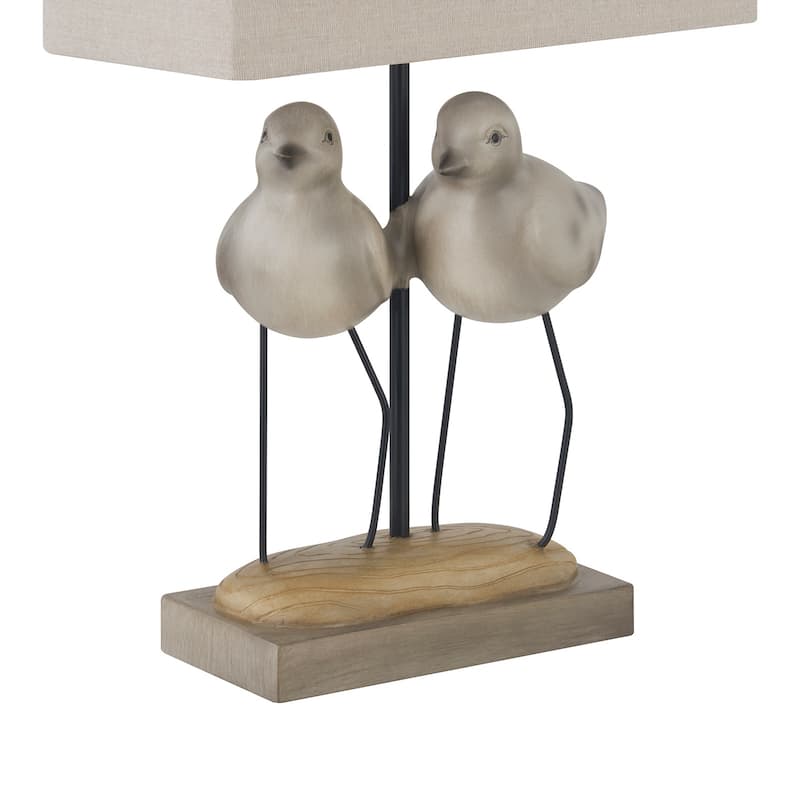 20"H Gray and Tan Resin Birds Table Lamp With Shade - 11" x 7" x 20"