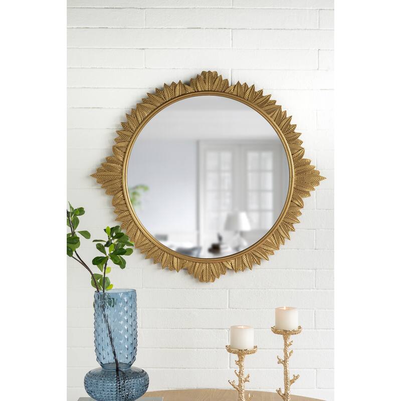 Round MDF Wall Mirror - Ornate Gold Frame