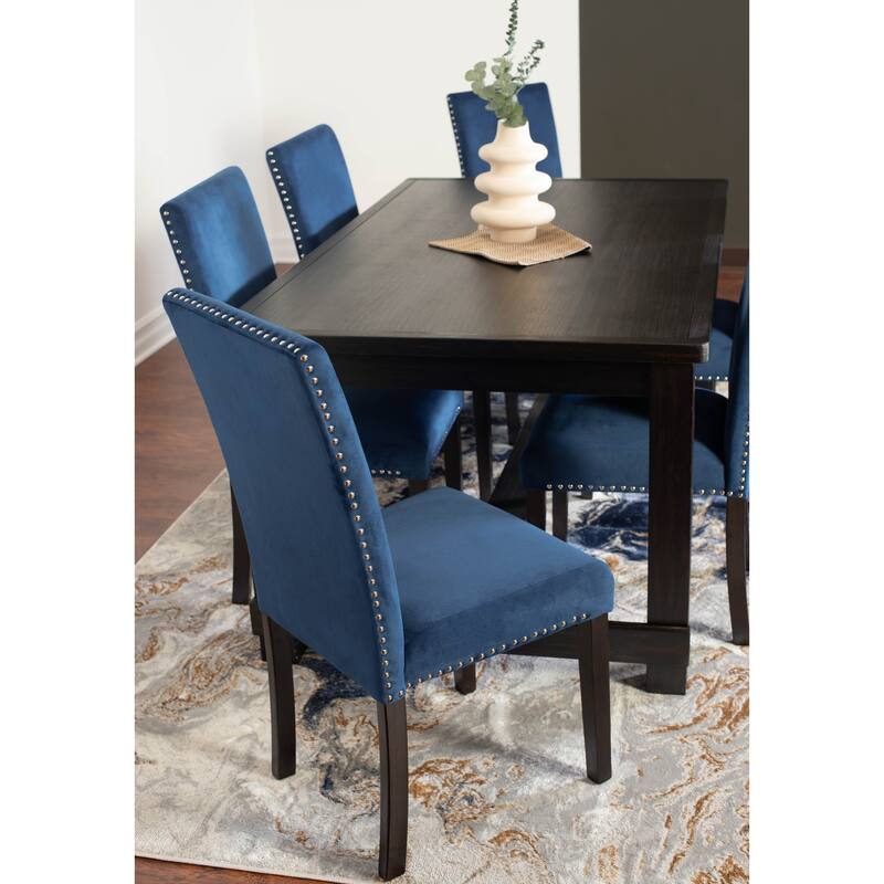 Roundhill Furniture Vanzo Contemporary 7-Piece Dining Set, Dining Table with 6 Stylish Chairs