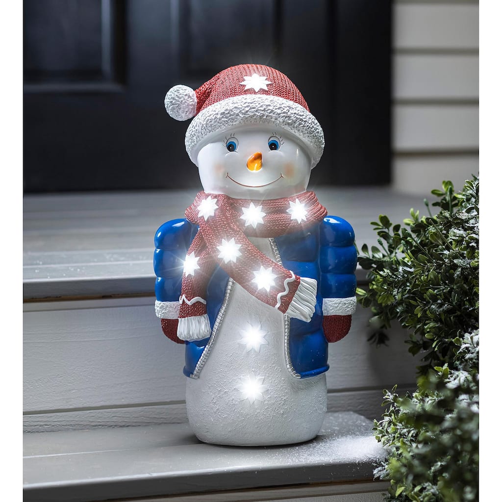 17.5 in. Snowman Shorty LED Resin Garden Statue - Multicolor