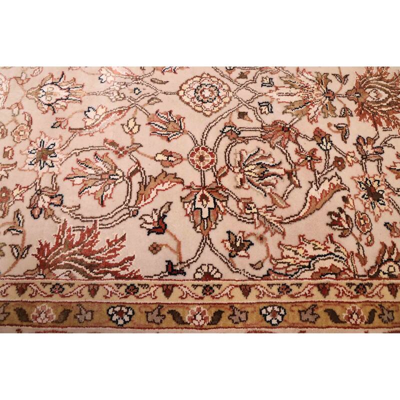 ECARPETGALLERY Hand-knotted Mirzapur Beige Silk, Wool Rug - 5'8 x 7'10