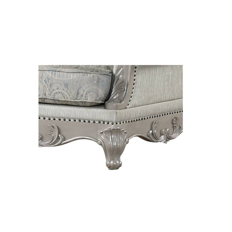 Traditional Style Loveseat Made With Wood In Silver