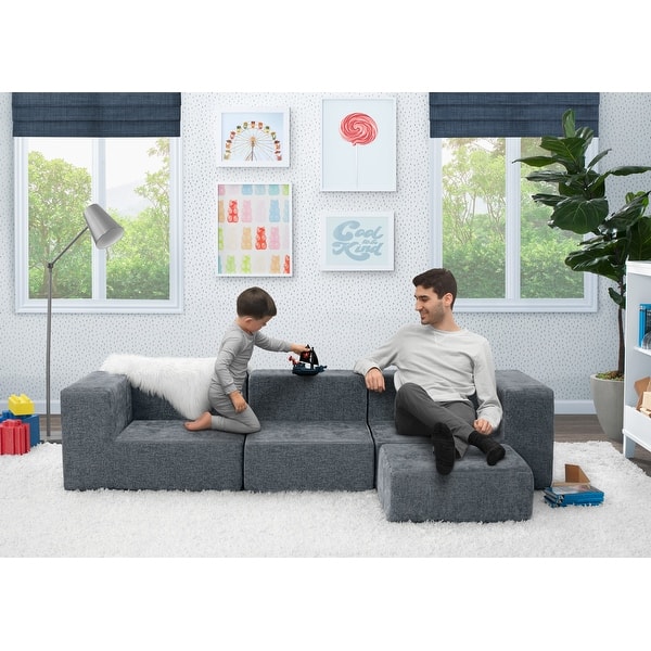 slide 2 of 7, Cozee 4-Piece Sectional Sofa Set Grey