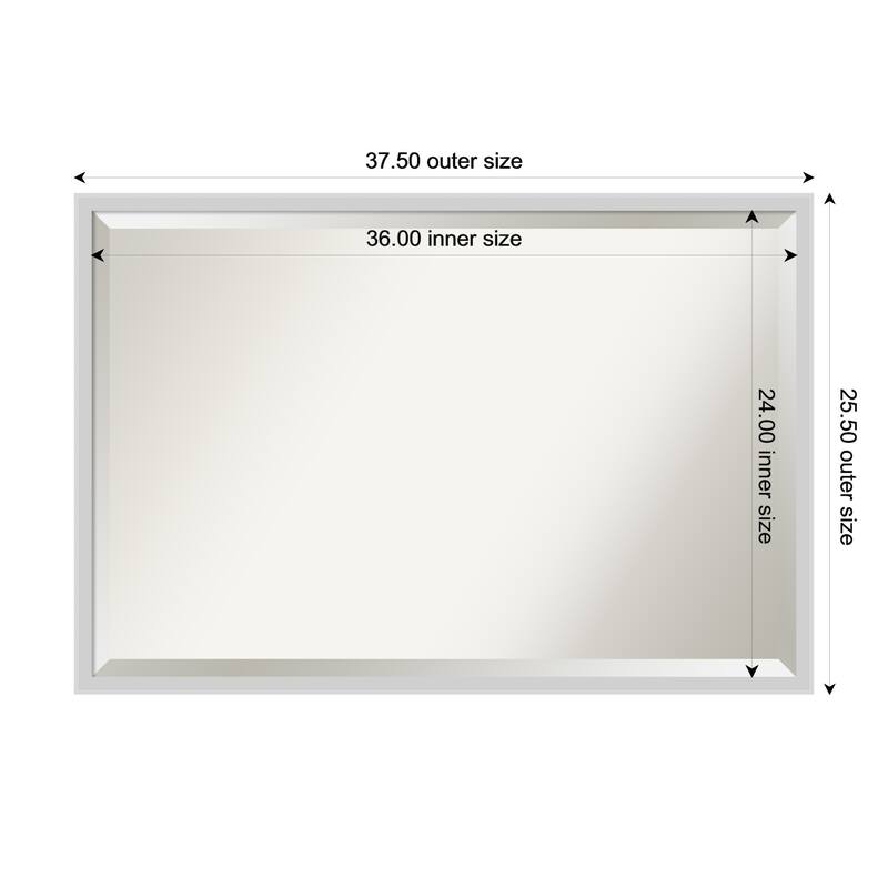 Incline Beveled Wood Framed Bathroom Vanity Wall Mirror - 38 x 26 in - Incline Silver
