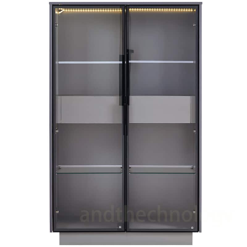 Tempered Glass Door Cabinet With LED Lighting