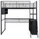 preview thumbnail 25 of 24, Modern Loft Bed with LED Design, Desk and 4 Storage Shelves, Space-Saving Metal Loft Bed Frame with Full-Length Guardrails