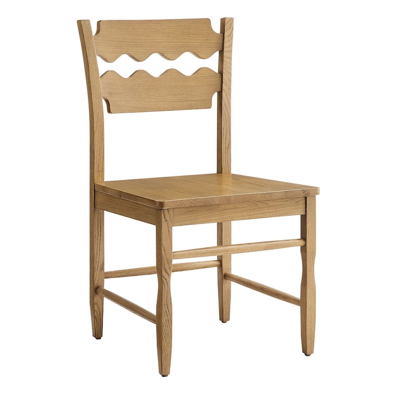 Jax Oak Wood Dining Chair With Wavy Razor Back