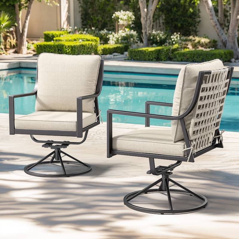 Gymojoy Patio Swivel Dining Chairs Set of 2, Outdoor 360° Swivel & 15° Rocking Chairs with All-Weather Textilene Fabric