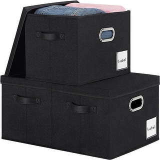 Large Storage Bins with Lids(Black 3-Pack) - Bed Bath & Beyond - 39427188