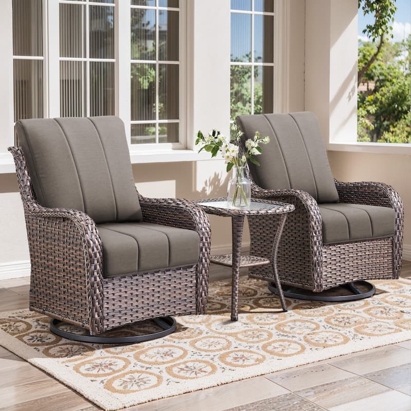 Gymojoy 24"x24"x6" Patio Thick Cushions & Pillows Set - Channel-Tufted Design Deep Seat Water & Fade Resistant Cushion Set