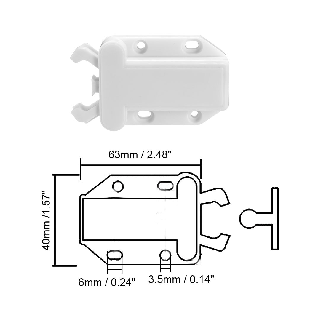 Push Open Latch Lock Touch Catch for Bedroom Cabinet Cupboard Drawer White 
