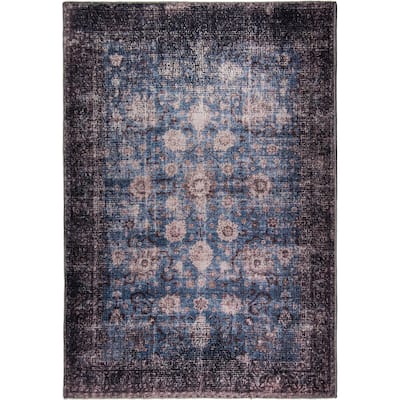 L'Baiet Amelie Blue Distressed Machine Washable Rug