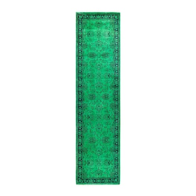 Contemporary Overdyed Wool Hand Knotted Runner - 2' 7" x 10' 4"
