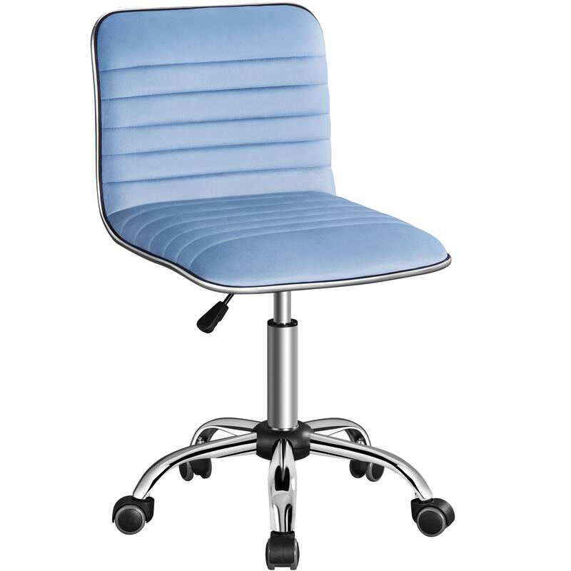 Yaheetech Velvet Low Back Armless Desk Chair Office Chair with Wheels - 19″ L × 19″ W × (31-37)″ H