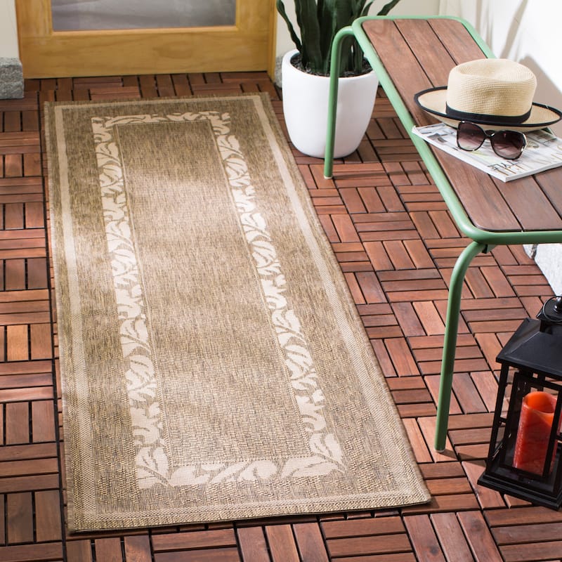 SAFAVIEH Courtyard Irmhilde Indoor/ Outdoor Waterproof Patio Backyard Rug - 2'3" x 6'7" Runner - Brown/Natural