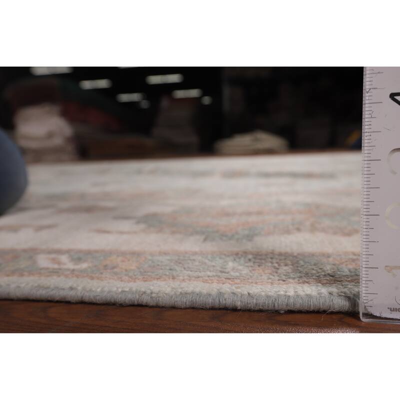 Blue Floral Oushak Turkish Area Rug Handmade Wool Carpet - 8'0"x 9'7"