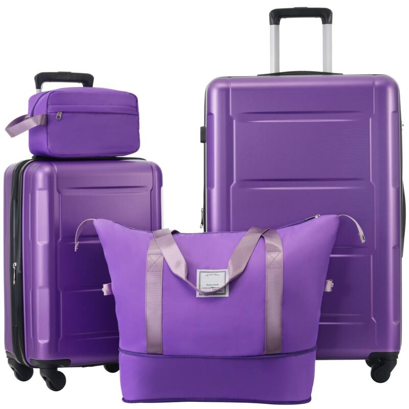 Luggage Sets 2 Piece Suitcases, ABS Hardshell Luggage with TSA Lock and Bags Expanable Spinner Wheels, Durable Travel Luggage - Purple