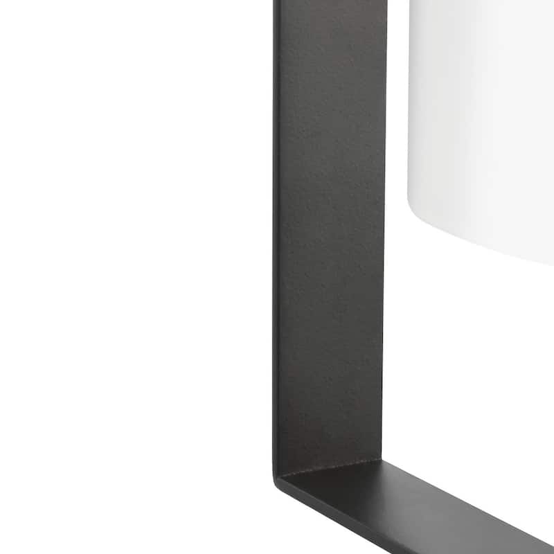 Vertex Collection One-Light Matte Black Etched White Contemporary Foyer Light - 12 in x 12 in x 22.5 in
