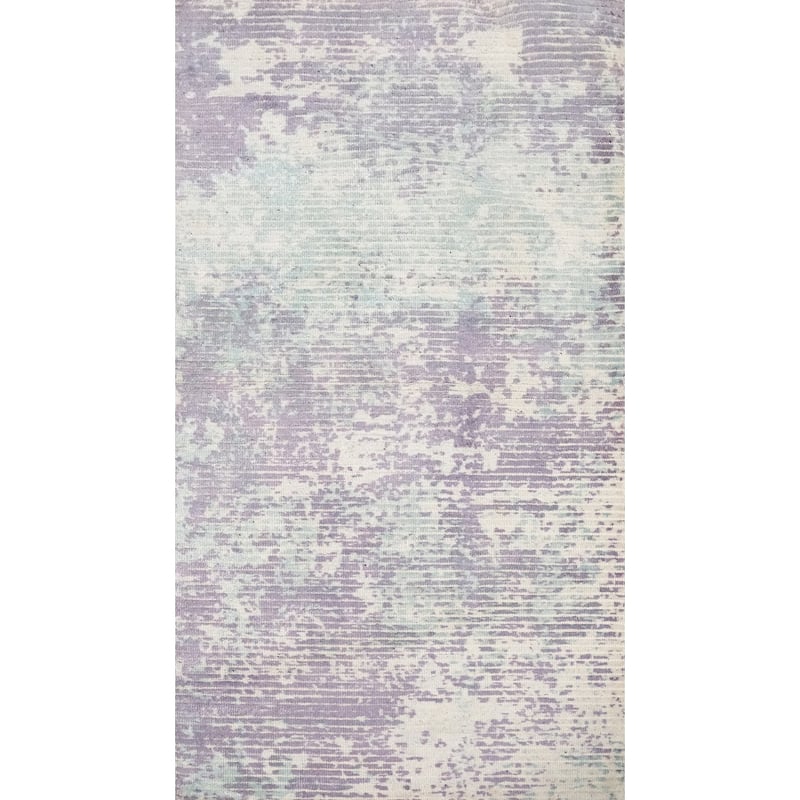 Hand Knotted Oriental Viscose Silk Carpet Modern Abstract Purples Abstract Area Rug - 4' 0'' X 2' 0''