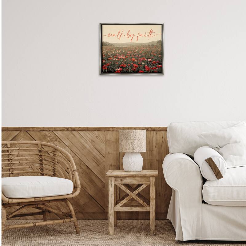 Stupell Walk By Faith Garden Framed Floater Canvas Wall Art Design By GAIL PECK