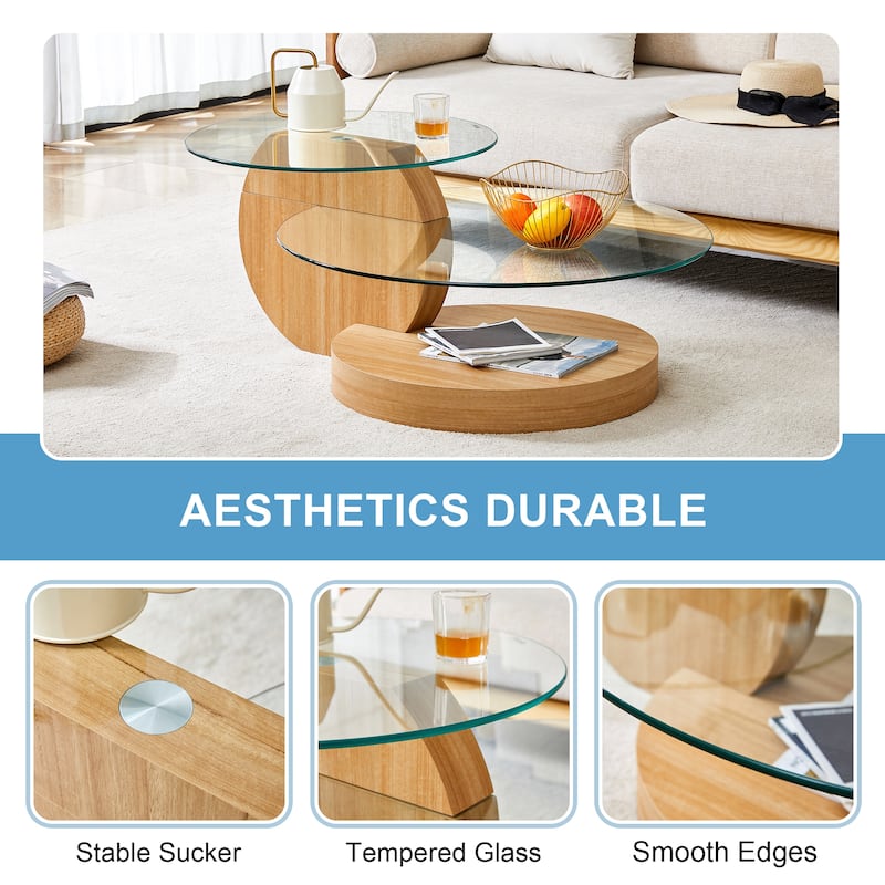 Modern and Practical Double-layer Round Coffee Table Sofa Side Table