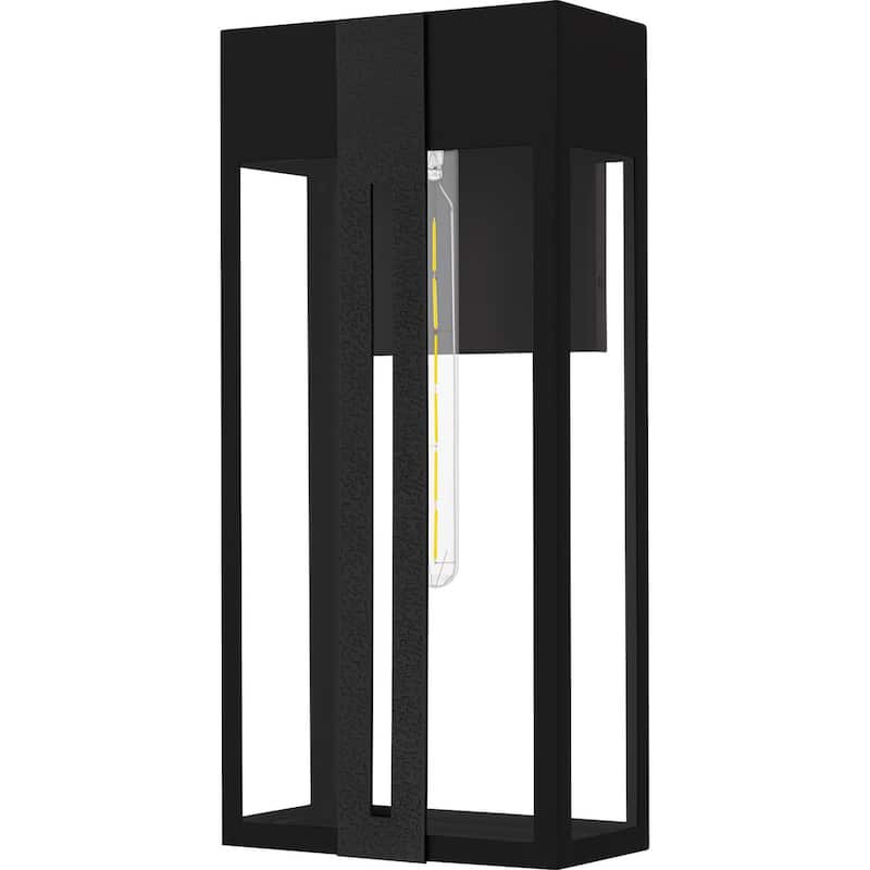 Matte Black Outdoor Wall Lantern from the Boswell Collection - Black