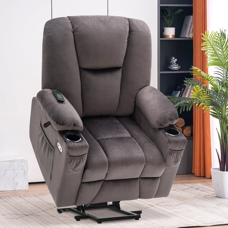 MCombo Electric Power Lift Recliner Chair with Extended Footrest, Fabric 7507