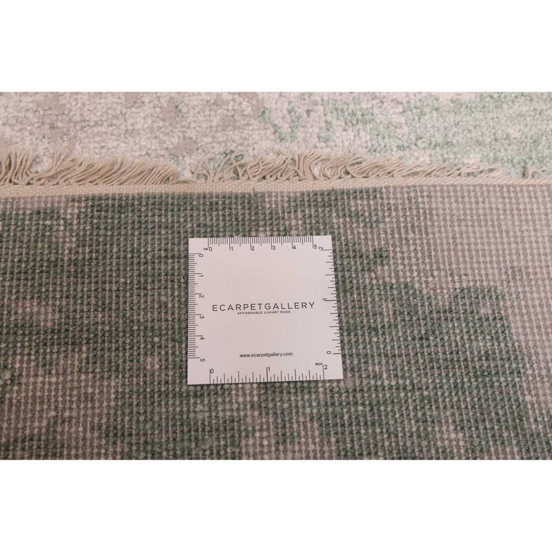 ECARPETGALLERY Hand-knotted Legacy Dark Green, Light Grey Silk, Wool Rug - 2'6 x 12'0