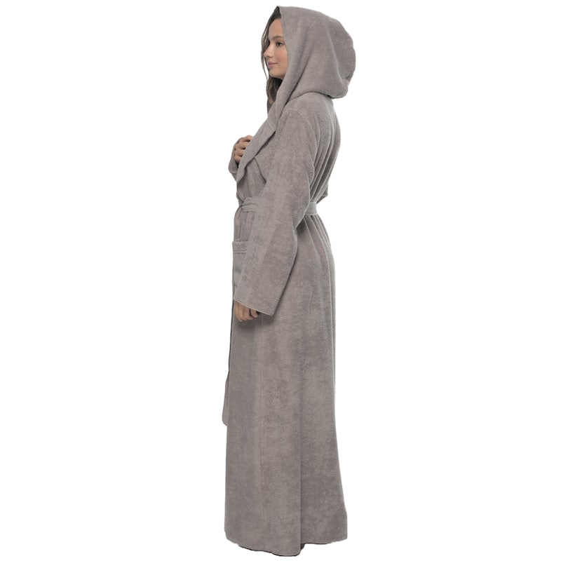 Women's Angel Stlyle Robe Ankle Long Hooded Turkish Cotton Bathrobe