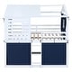 preview thumbnail 27 of 37, Full Size Solid Wood House Bunk Bed with Tent & Ladder
