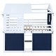 preview thumbnail 10 of 17, Impression & Beautiful Playhouse Full Size Bunk Bed with Tent, Sturdy Construction & Unique Design, Spacious Space, Blue+White