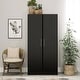 preview thumbnail 23 of 26, Bedroom Armoire Wardrobe Cabinet with Hanging Rail - 65'' H X 32'' W X 24.5'' D Black